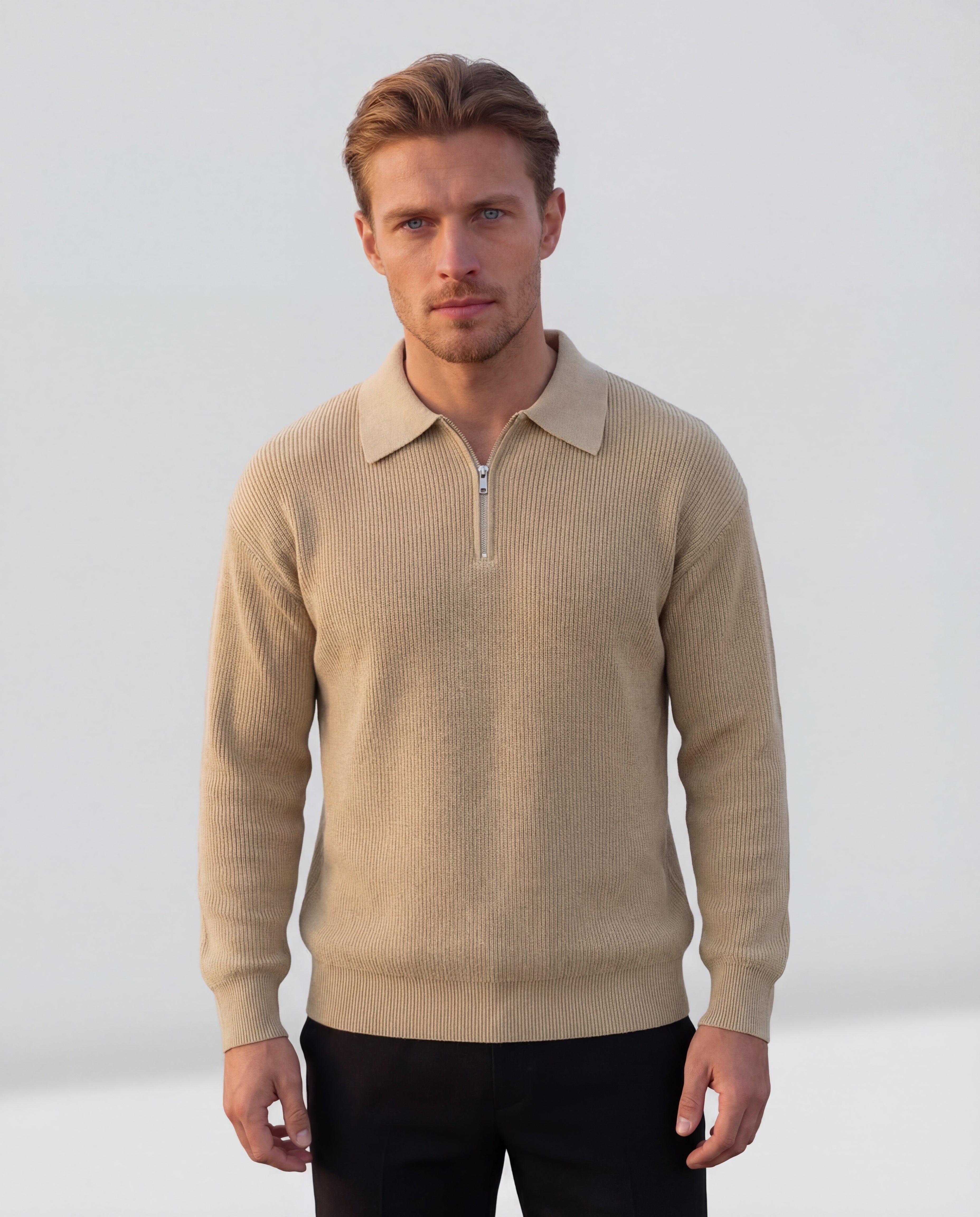 Elegantní pletený svetr se zipem